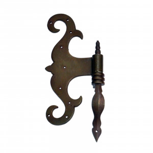 Charnière de porte baroque, charnière décorative avec pince | Fer, pré-rouillé | IRR7001